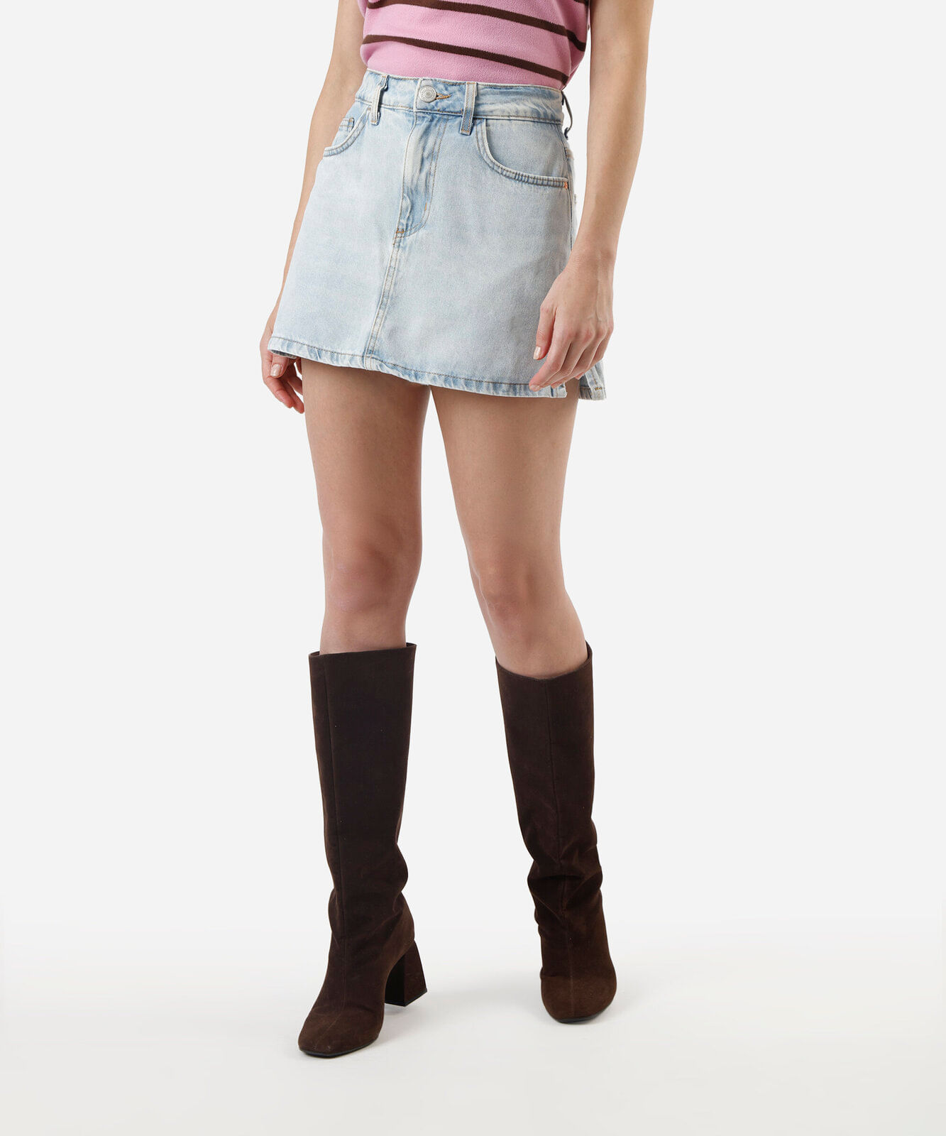 short saia feminino jeans com fendas azul