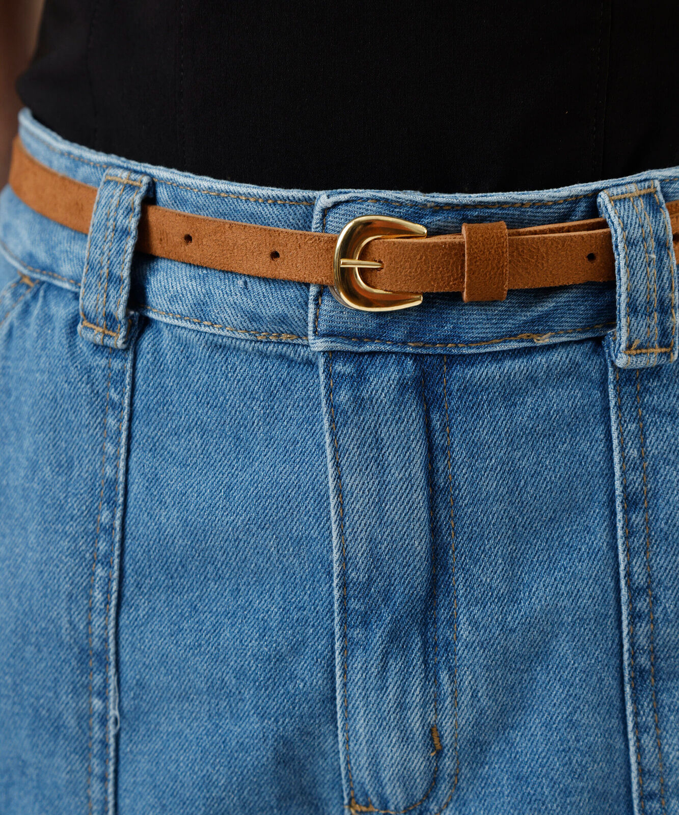 bermuda reta feminina jeans com cinto azul