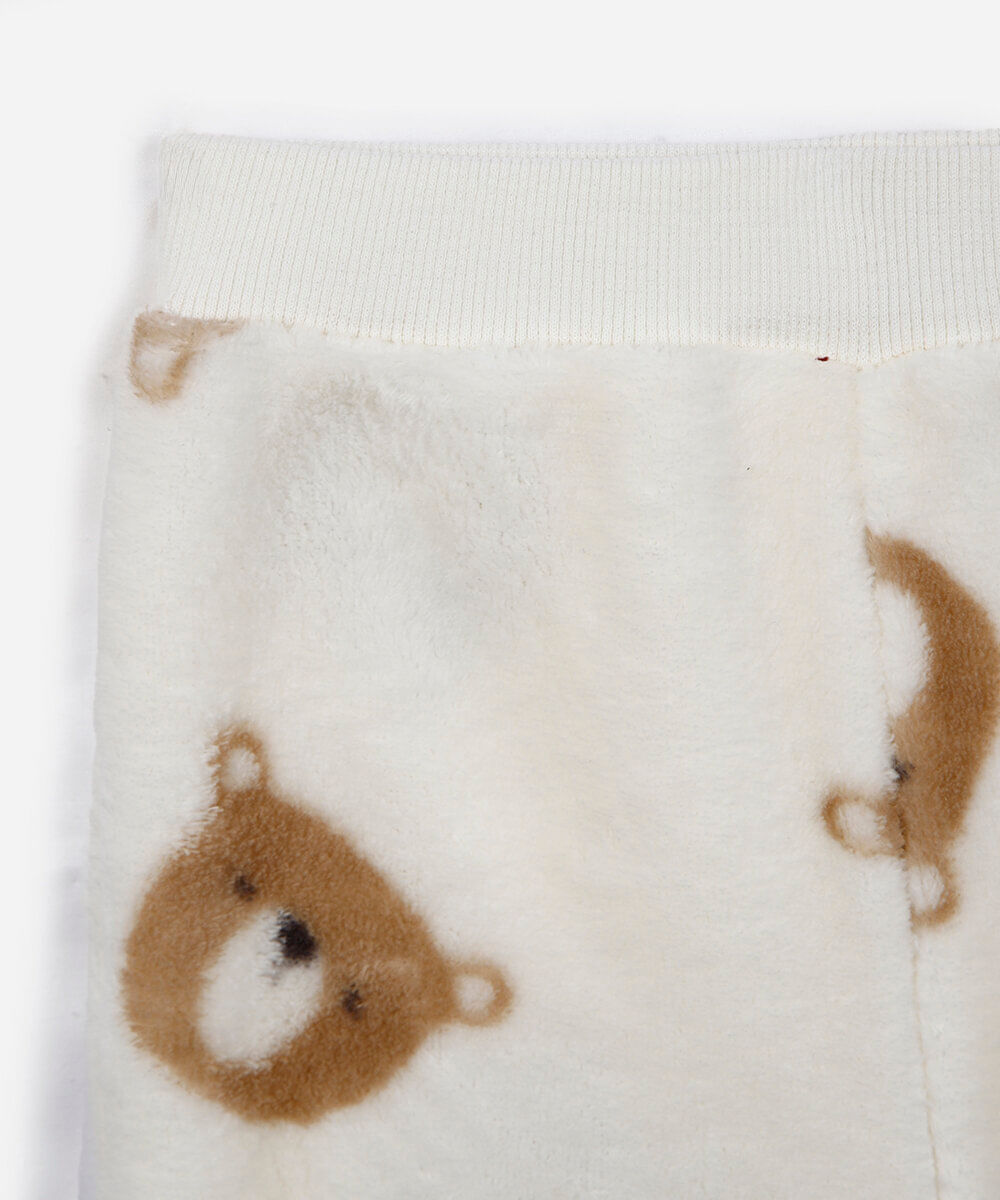 conjunto longo infantil com capuz ursinho off white