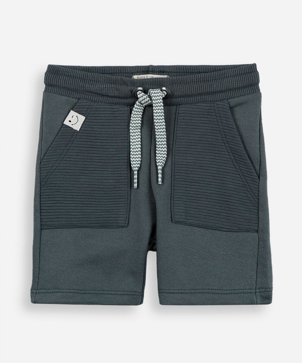 short infantil de moletom cós com cordão verde