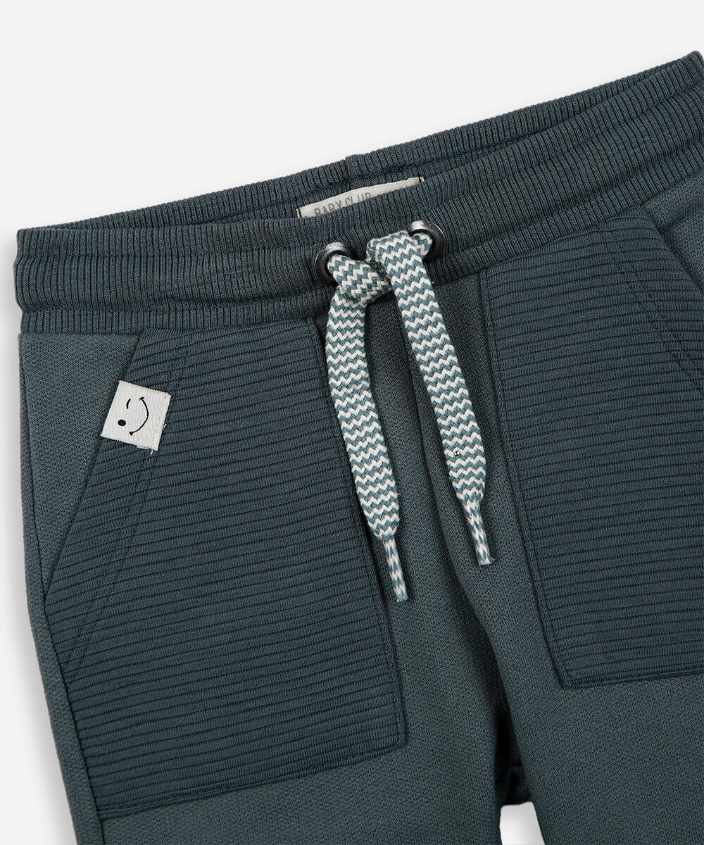 short infantil de moletom cós com cordão verde