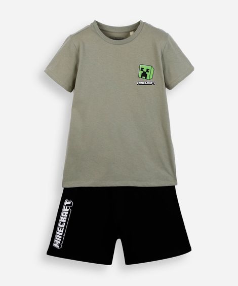 conjunto curto infantil minecraft verde