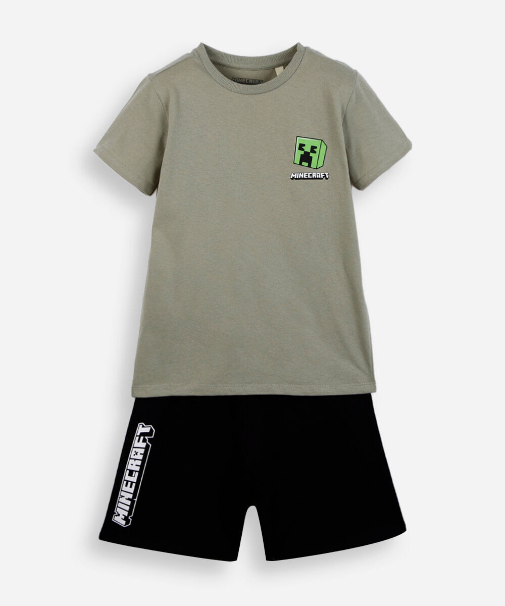 conjunto curto infantil minecraft verde