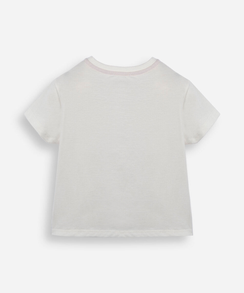 camiseta infantil de algodão manga curta ursinho off white