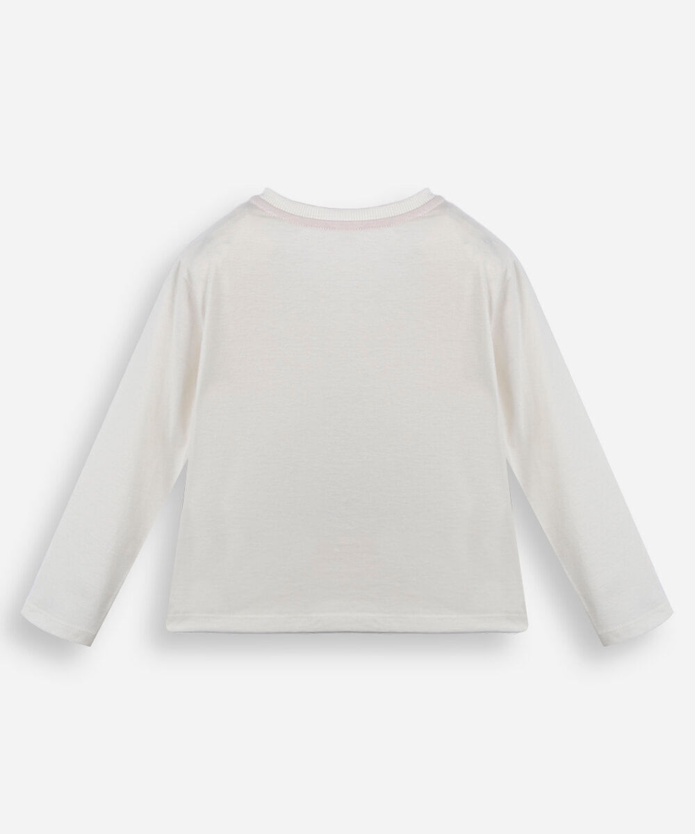 blusa infantil de algodão manga longa ursinho off white