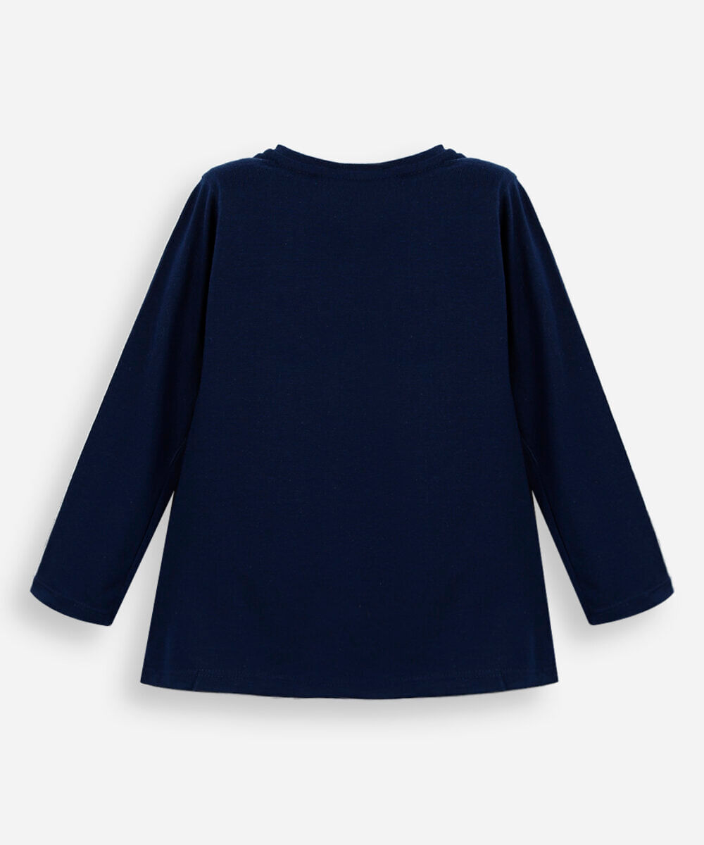 blusa infantil de algodão manga longa hello kitty azul