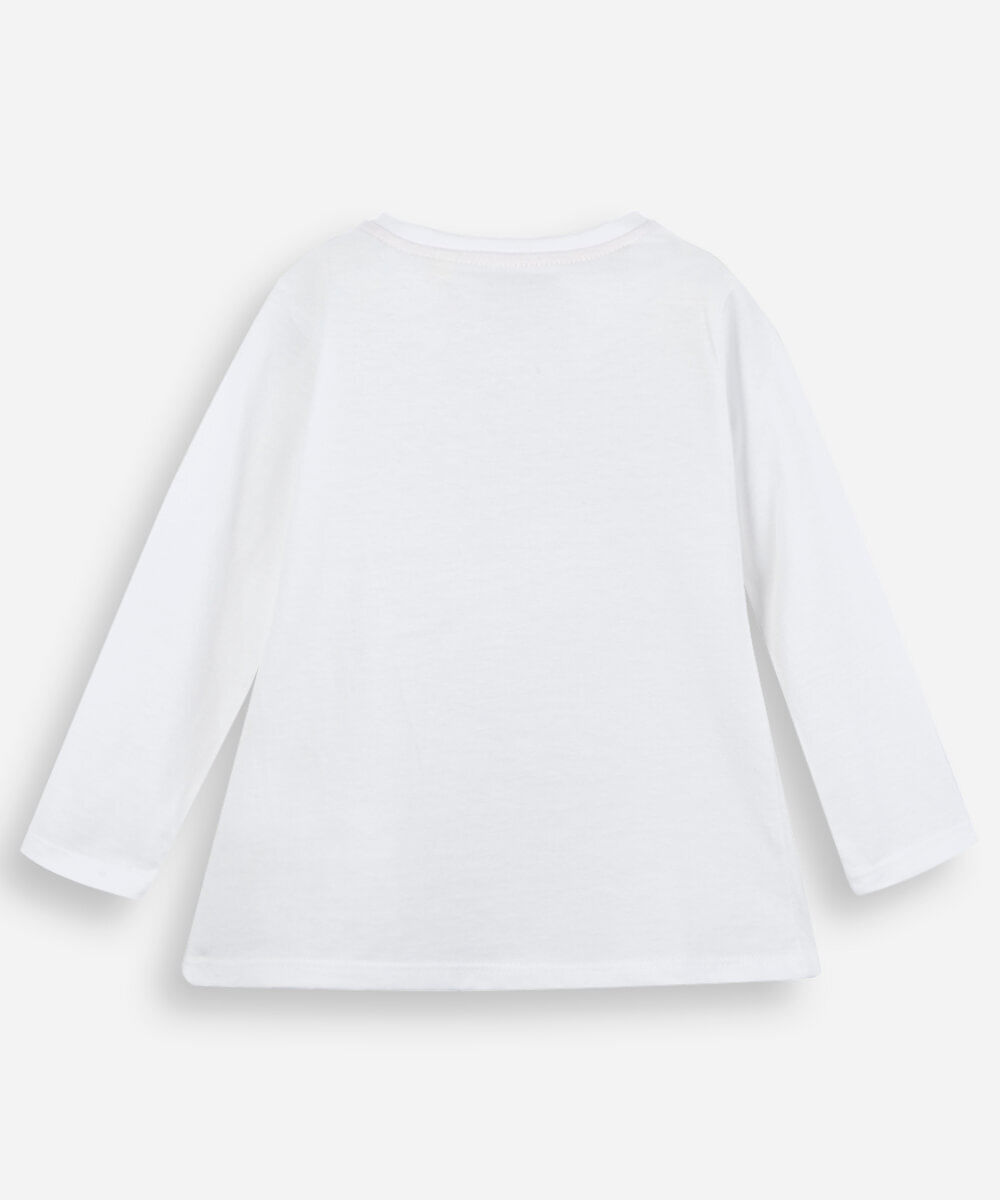 blusa infantil de algodão manga longa hello kitty off white