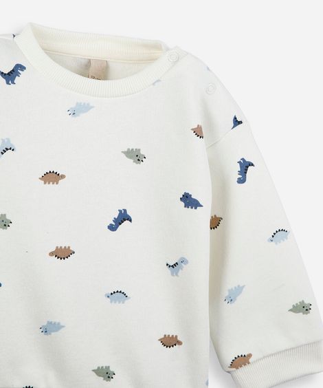 conjunto infantil de moletom mini dinos off white