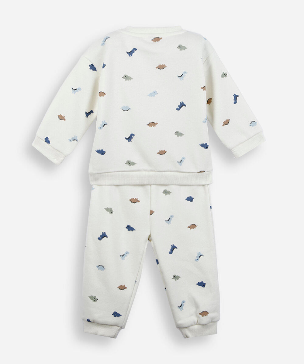 conjunto infantil de moletom mini dinos off white