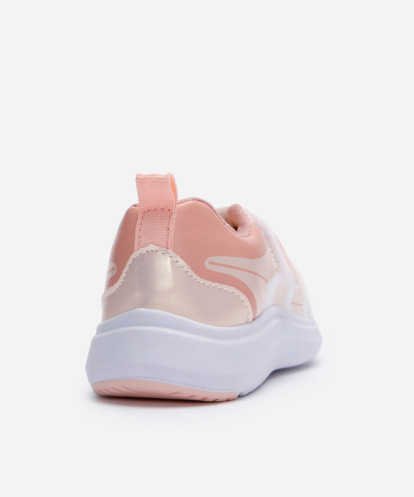 tênis infantil com recortes e velcro holográfico rosa