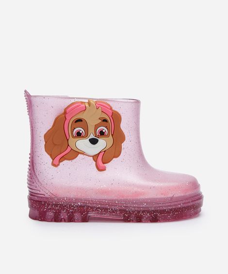 galocha infantil skye patrulha canina grendene rosa