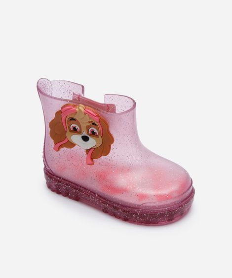 galocha infantil skye patrulha canina grendene rosa