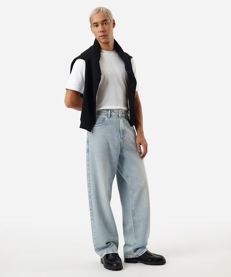 calça baggy jeans azul