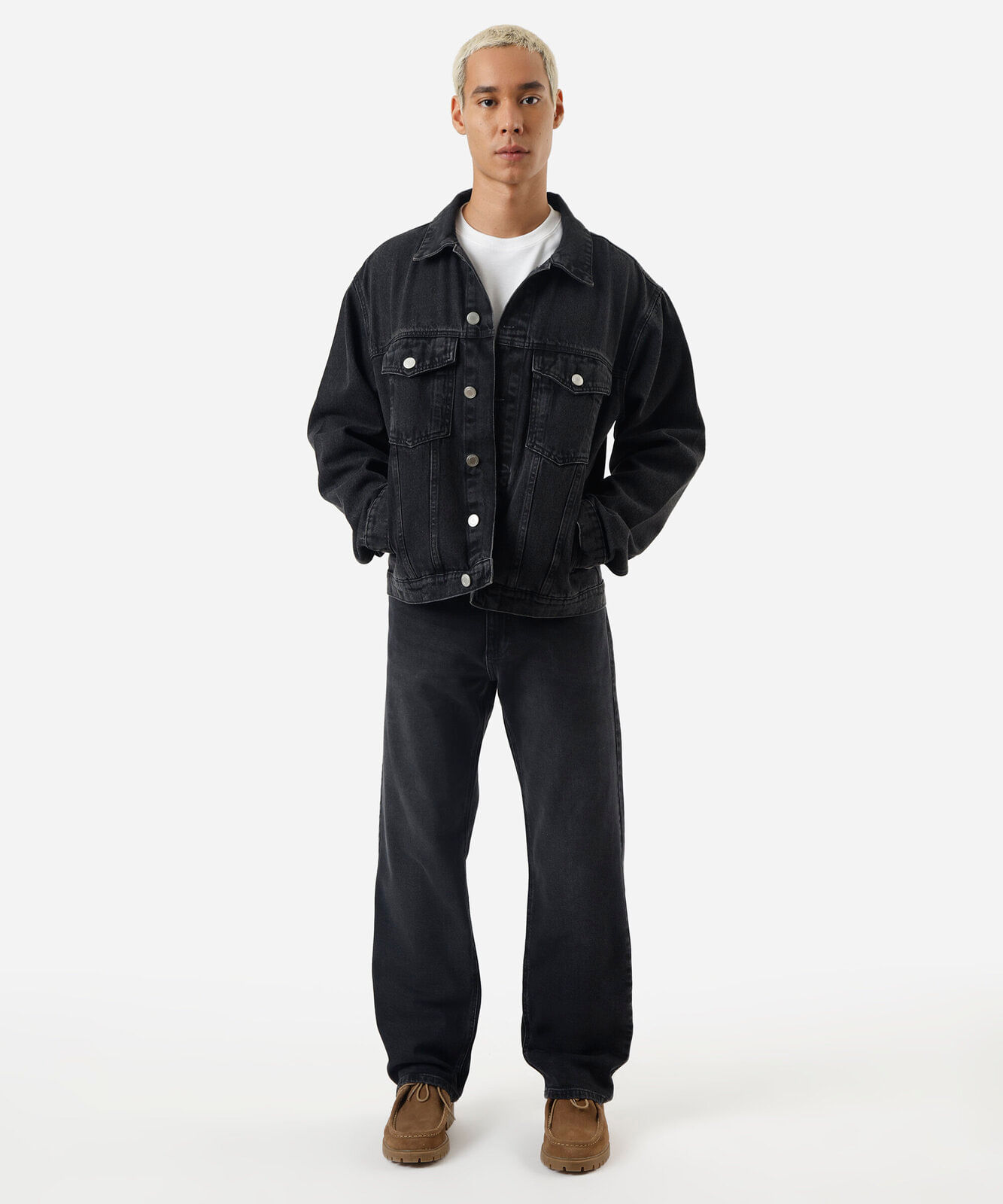 calça reta masculina jeans preta