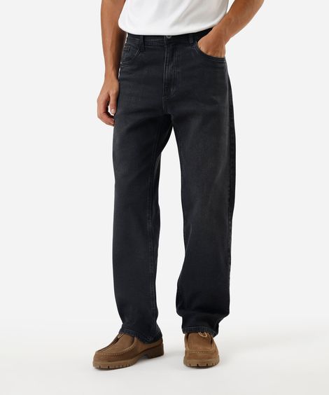 calça reta masculina jeans preta