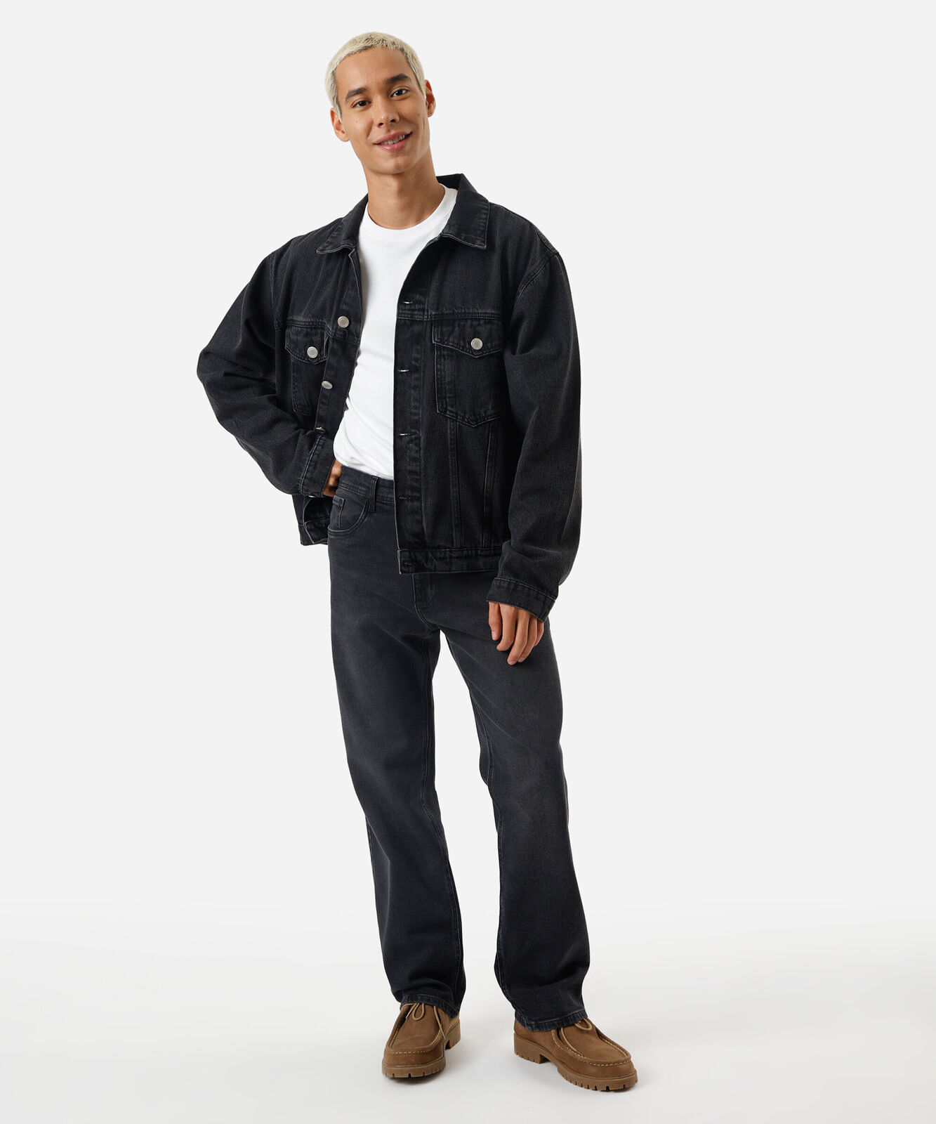 jaqueta masculina jeans preta