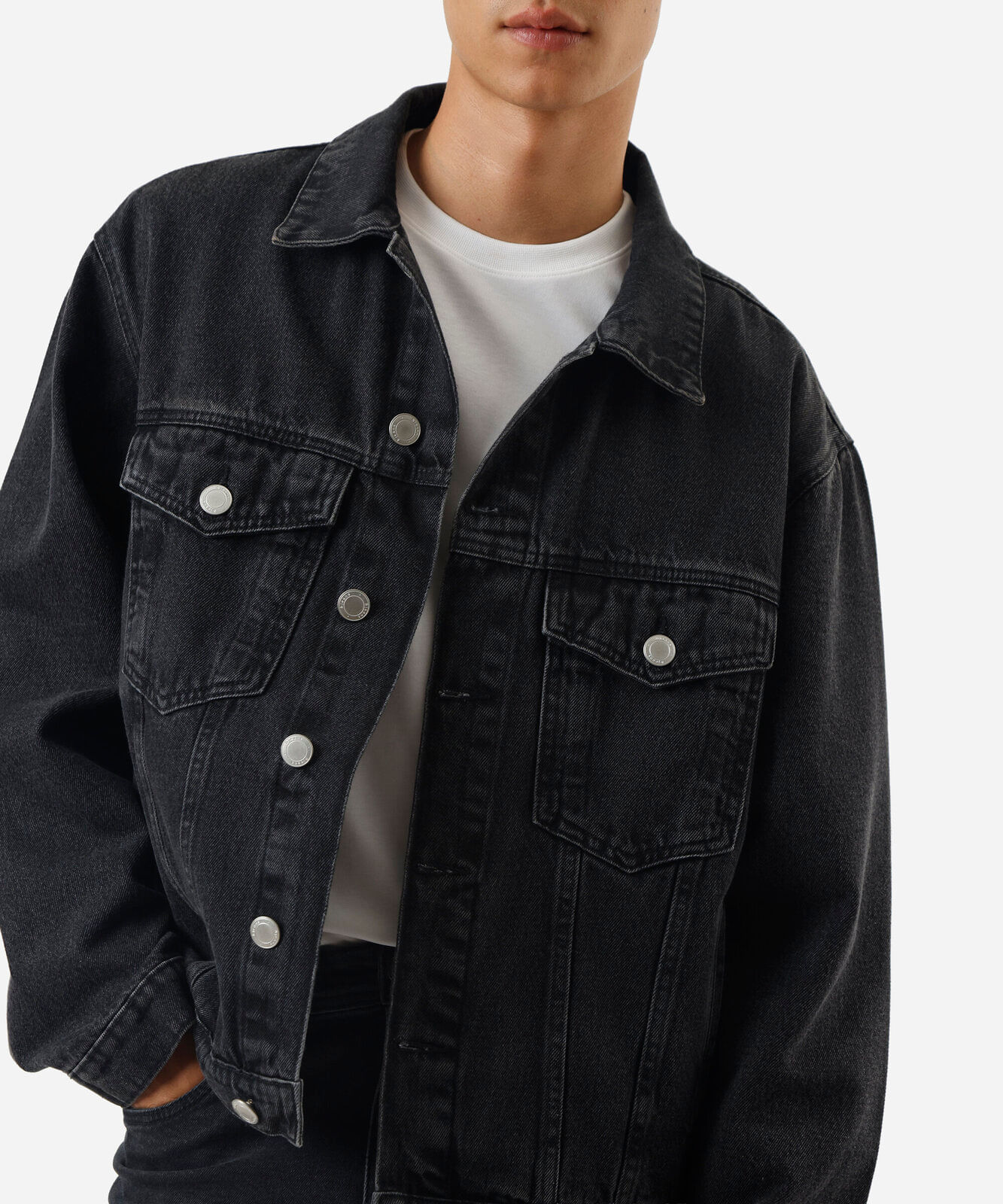 jaqueta masculina jeans preta