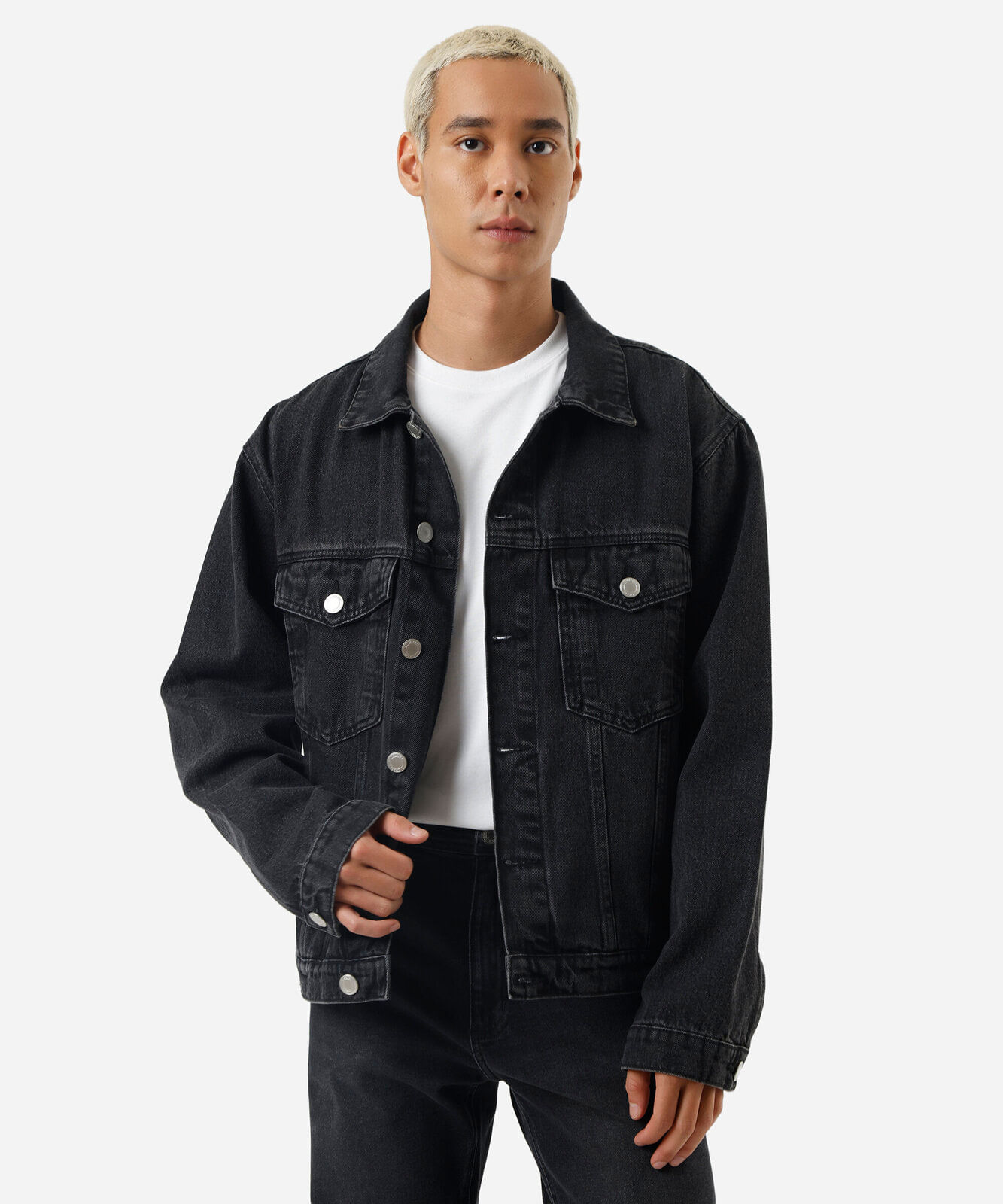 jaqueta masculina jeans preta