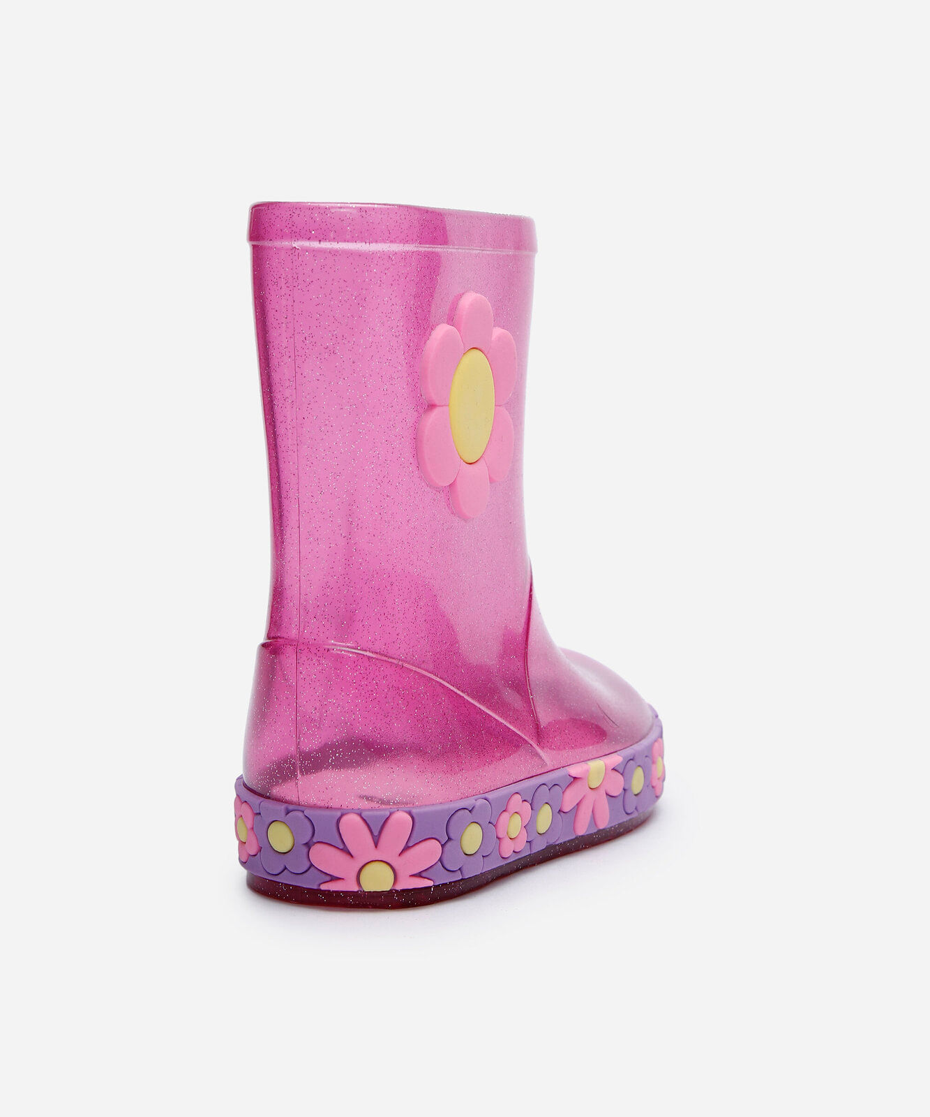 galocha infantil com glitter floral rosa