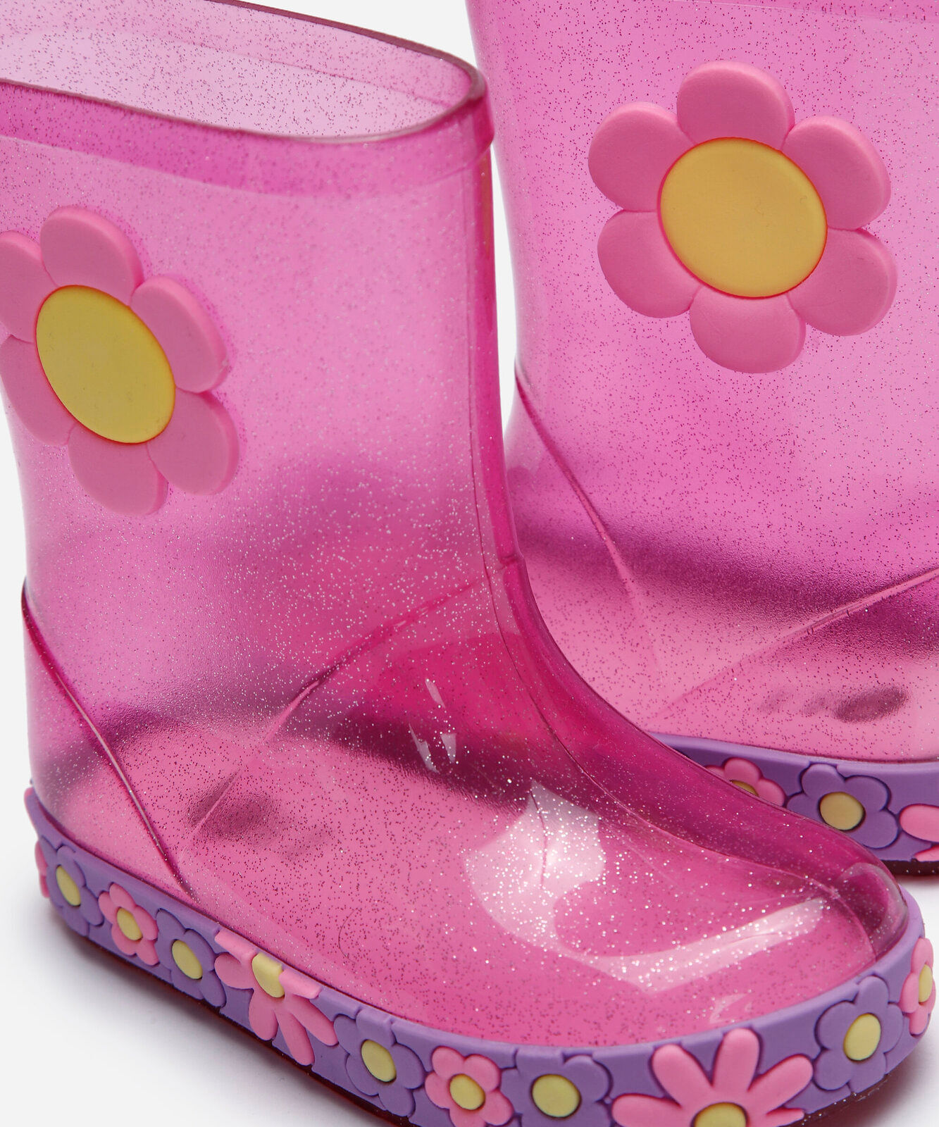 galocha infantil com glitter floral rosa