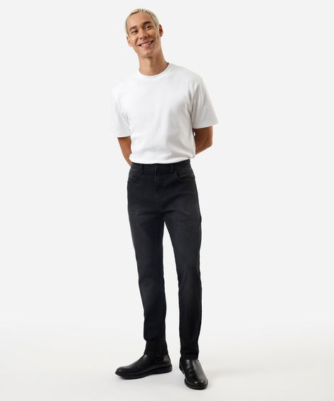 calça jeans skinny com bolsos preta