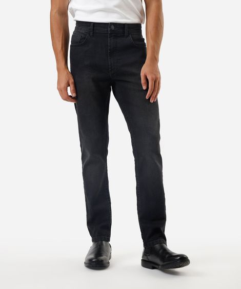 calça jeans skinny com bolsos preta