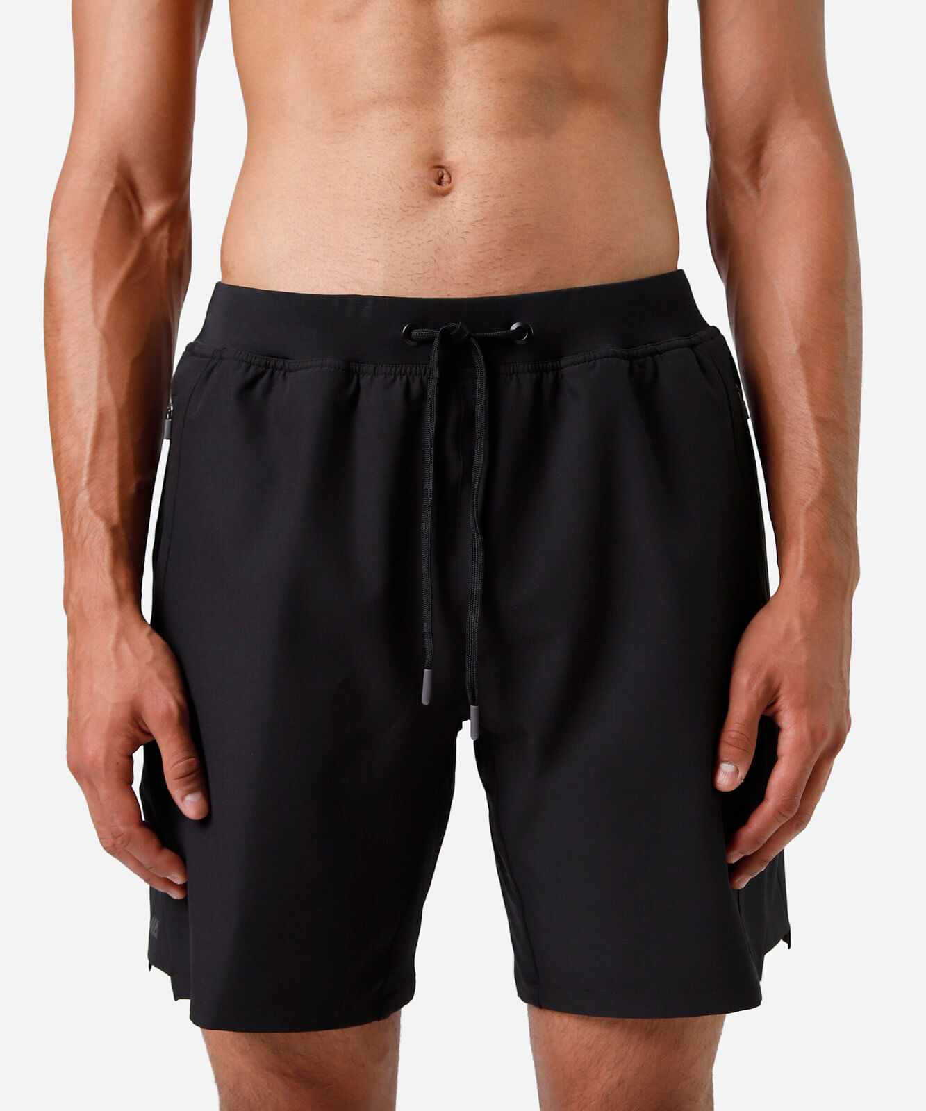 bermuda esportiva reta masculina bolso com zíper preta
