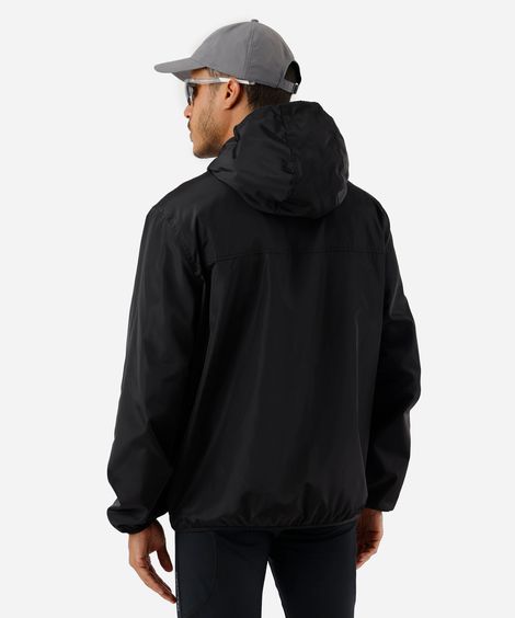 jaqueta masculina corta vento com capuz esportiva preta