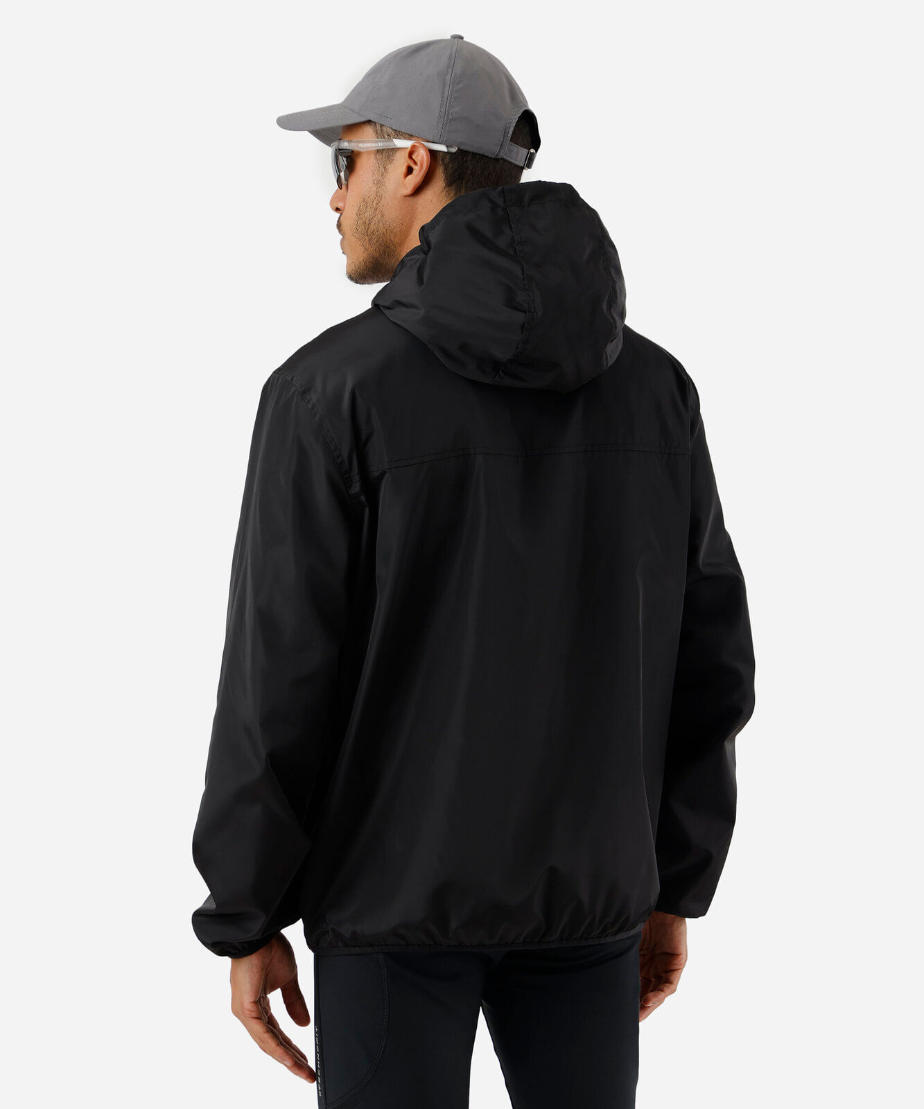 jaqueta masculina corta vento com capuz esportiva ace preta