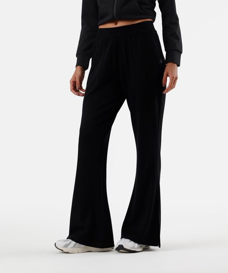 calça  wide leg feminina esportiva ace com fenda preta