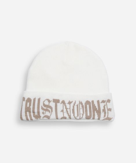 gorro de tricot estampado off white