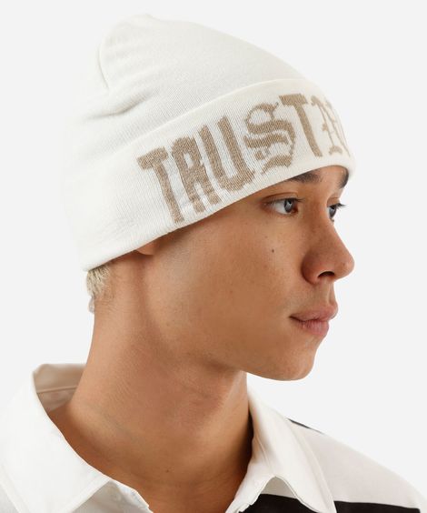 gorro de tricot estampado off white