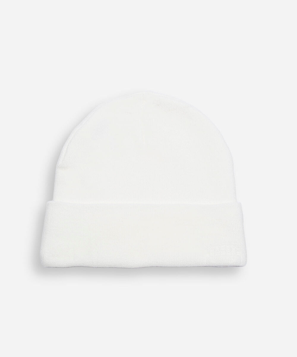 gorro de tricot estampado off white