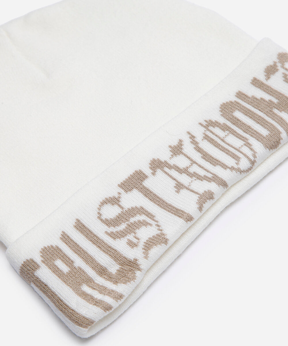 gorro de tricot estampado off white
