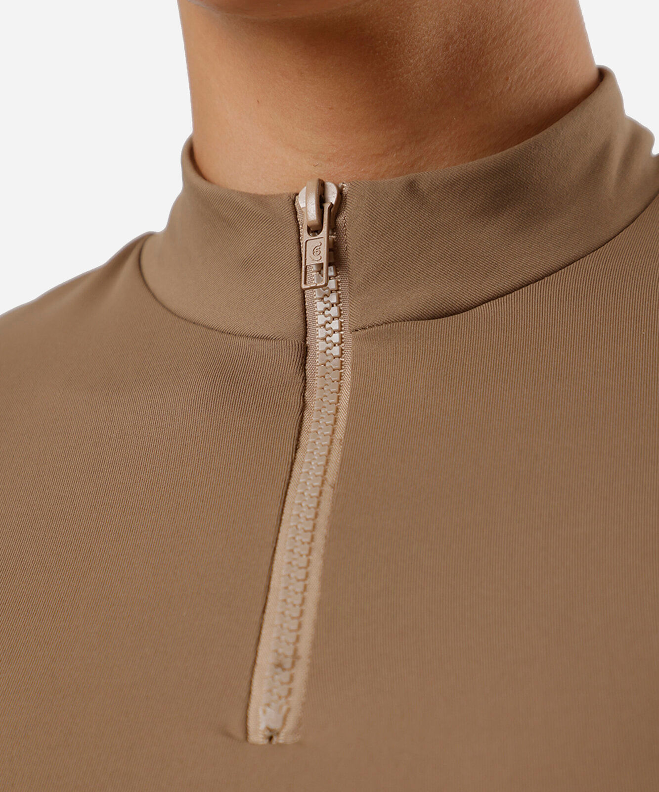 cropped gola alta com zíper marrom