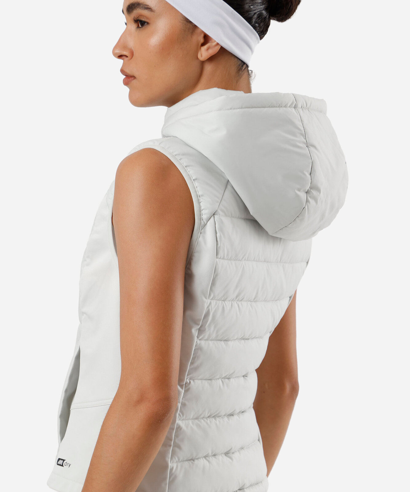 colete puffer feminino alongado esportivo cinza