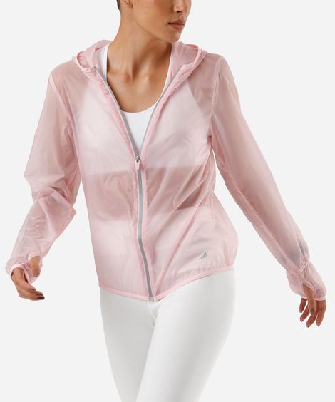 jaqueta corta vento feminino esportiva ace com capuz  rosa