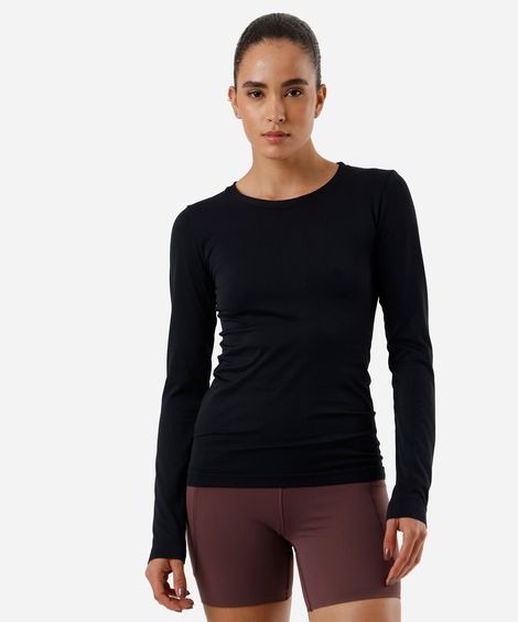 blusa feminina de poliamida esportiva ace manga longa preta