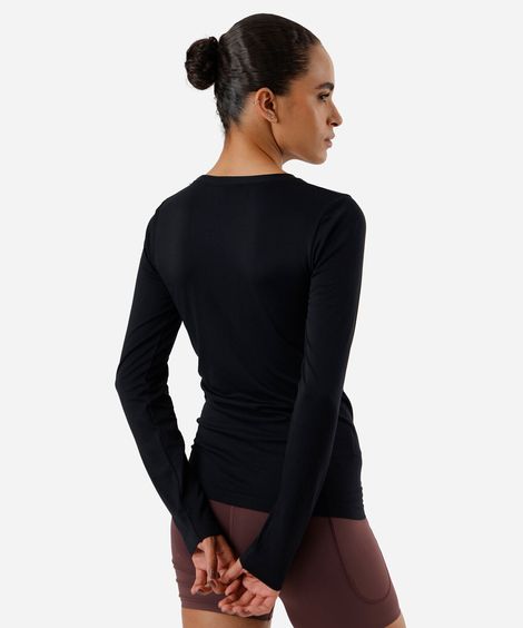 blusa feminina de poliamida esportiva ace manga longa preta