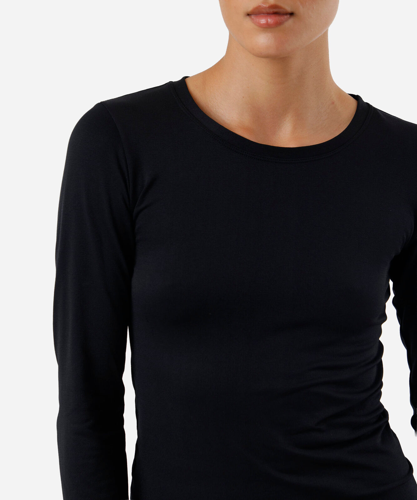 blusa feminina de poliamida esportiva manga longa preta