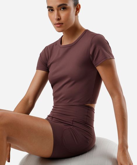 blusa cropped feminino esportivo ace manga curta vermelho