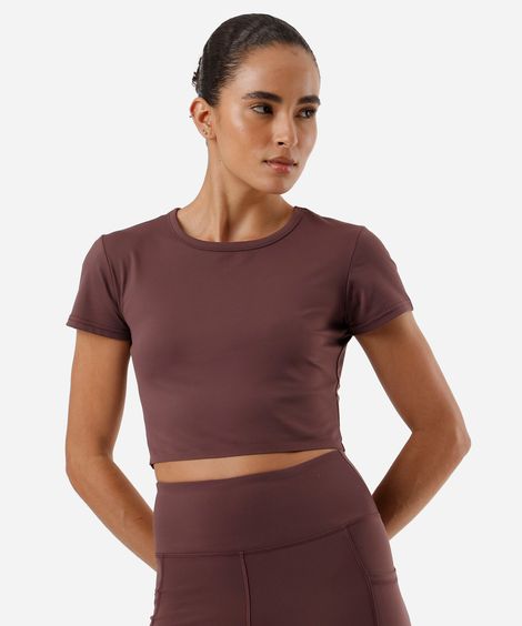blusa cropped feminino esportivo ace manga curta vermelho