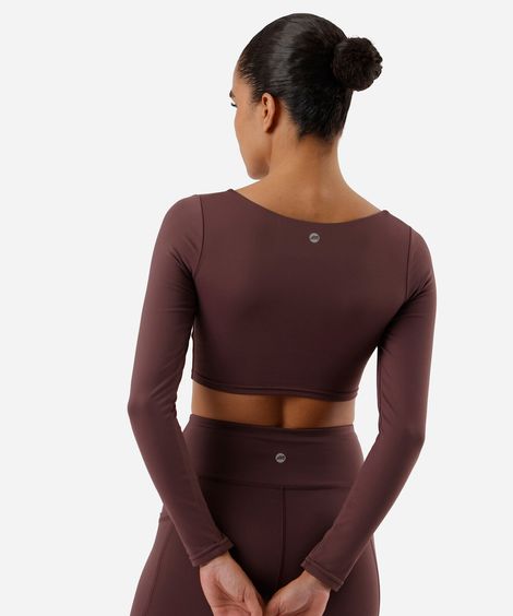 cropped feminino esportivo ace manga longa vinho