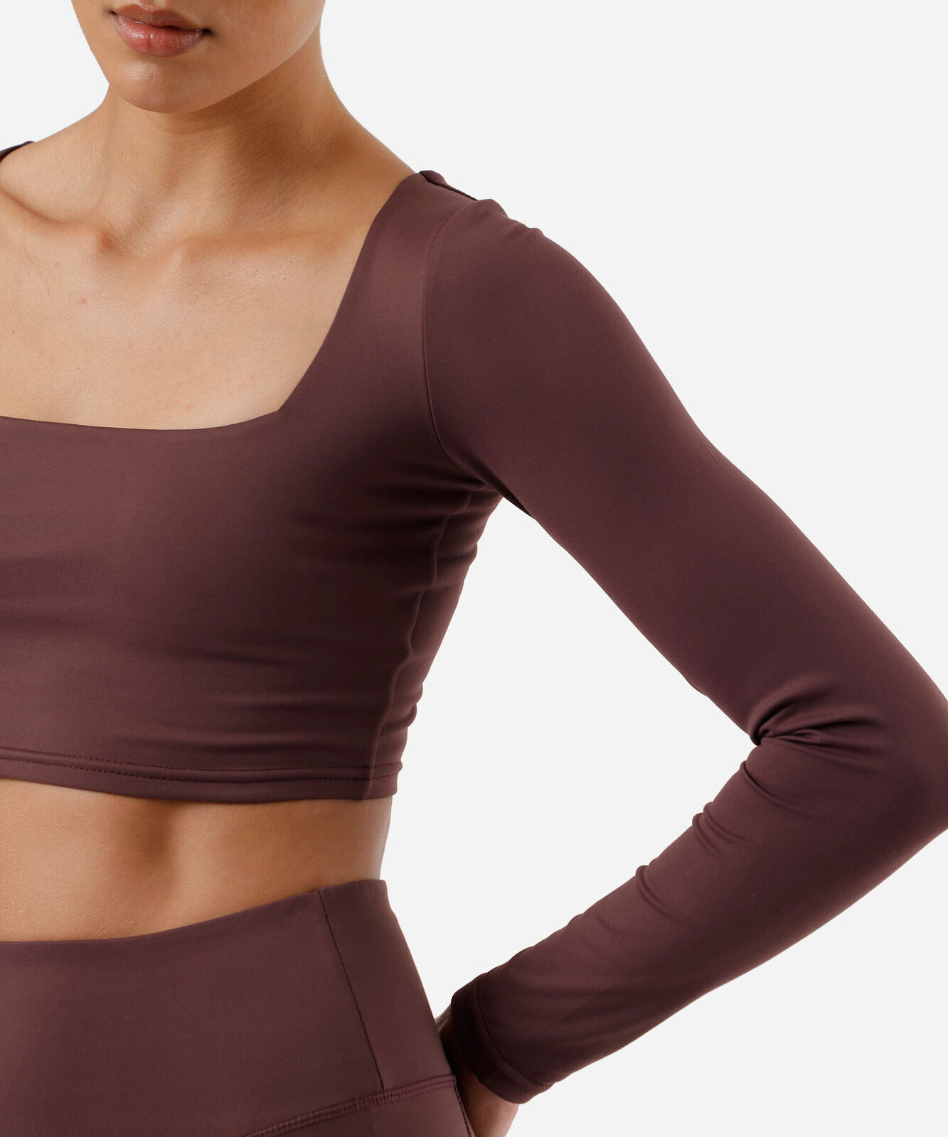 cropped feminino esportivo manga longa vinho