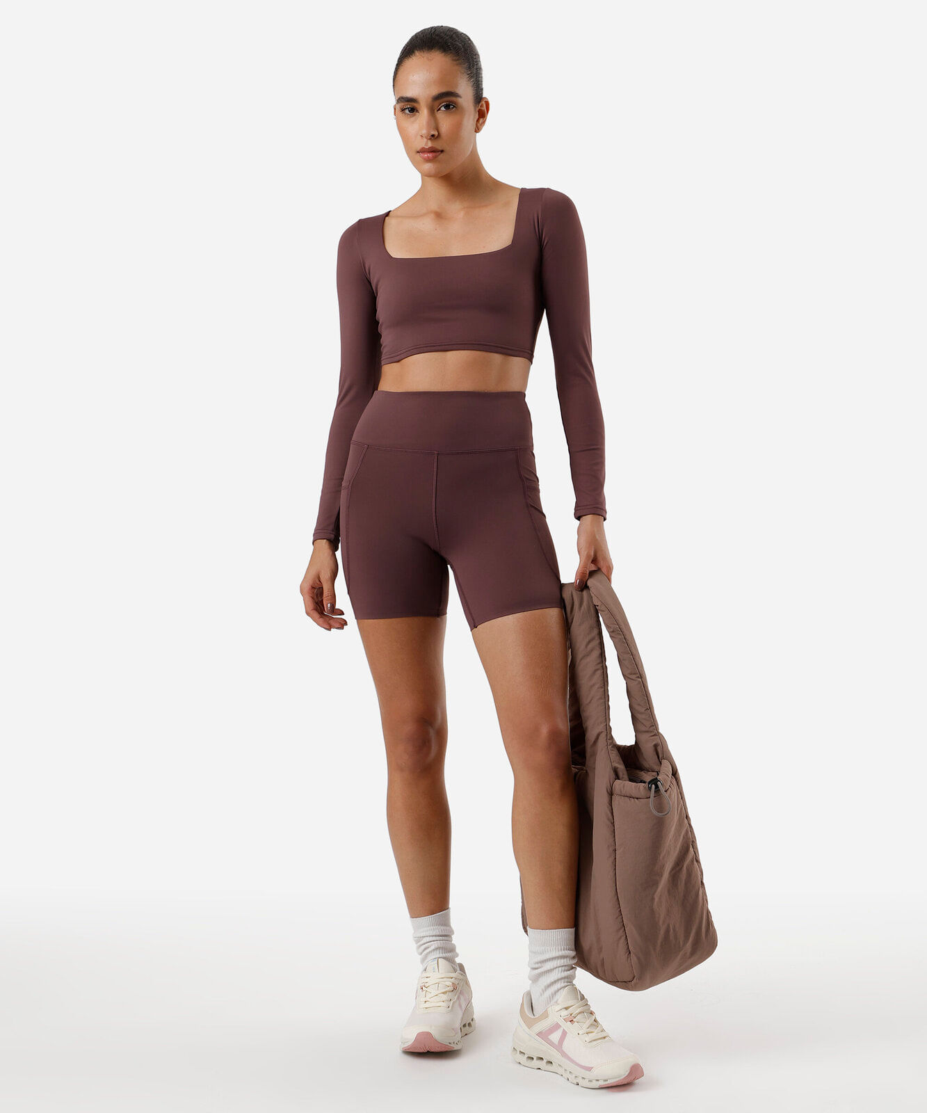 cropped feminino esportivo manga longa vinho