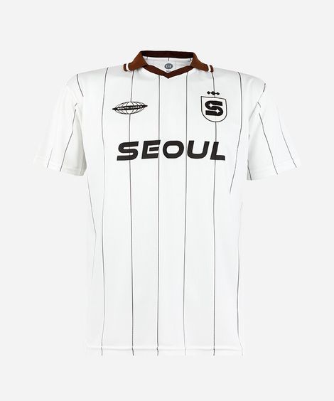 camiseta esportiva juvenil manga curta listrada off white