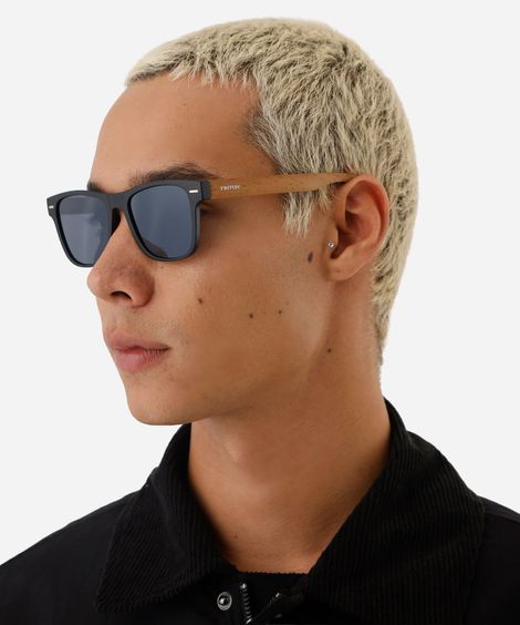 óculos de sol masculino quadrado de acetato triton preto
