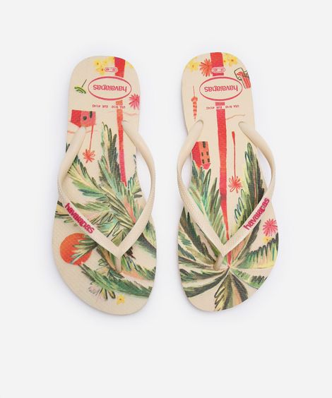 chinelo havaianas slim summer bliss bege