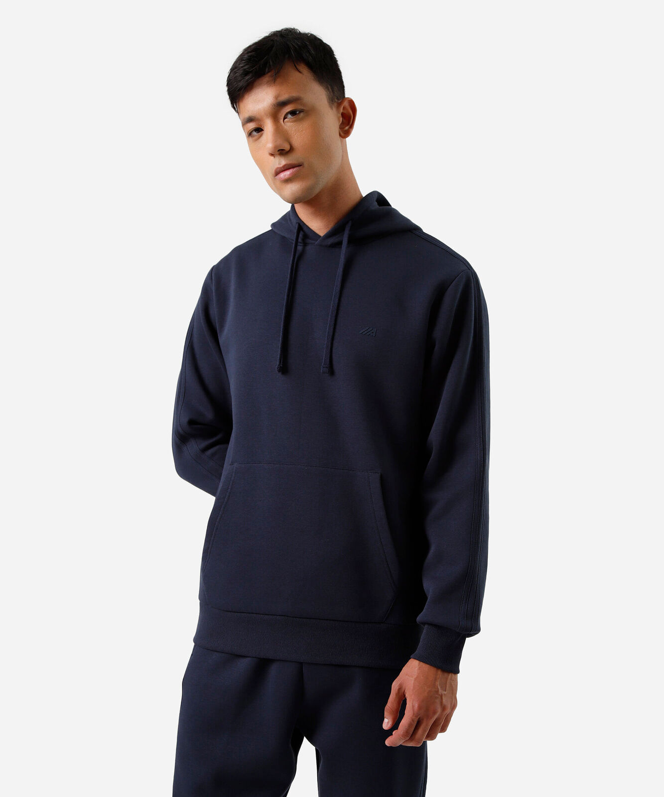 blusão masculino de moletom esportivo com capuz azul
