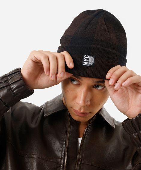 gorro masculino xadrez marrom